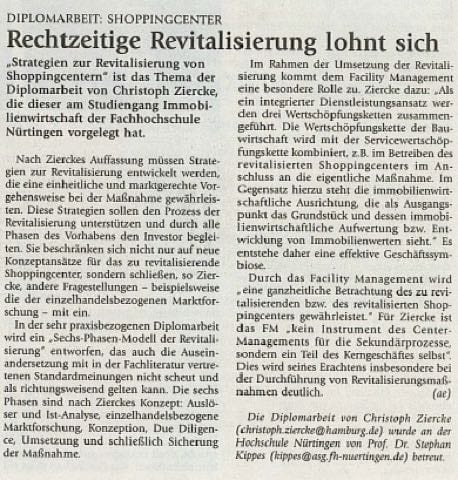 Wertmanagement GmbH - Presse Rechtzeitige Revitalisierung lohnt sich-Immobilienzeitung
